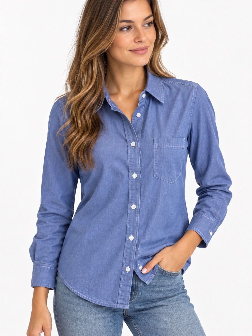 Talula Classic Fit Blue Button-Up Shirt Women’s Size S - Picture 2 of 6